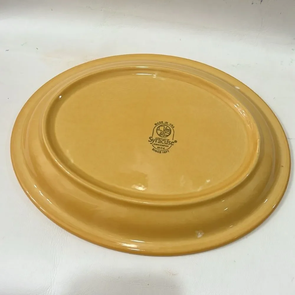 Syracuse USA Oval Plate Serving Platter Sunny Saffron Yellow Orange Heavy China